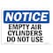 Signmission OSHA Notice, 5" Height, Empty Air Cylinders Do Not Use Sign, 7" X 5", Landscape OS-NS-D-57-L-12019 - alternate 1